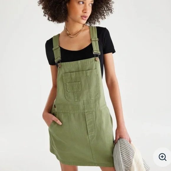 Aeropostale Solid Twill Skirtall Size L Bob Overall Carpenter Style Skirt Jumper - Picture 15 of 16